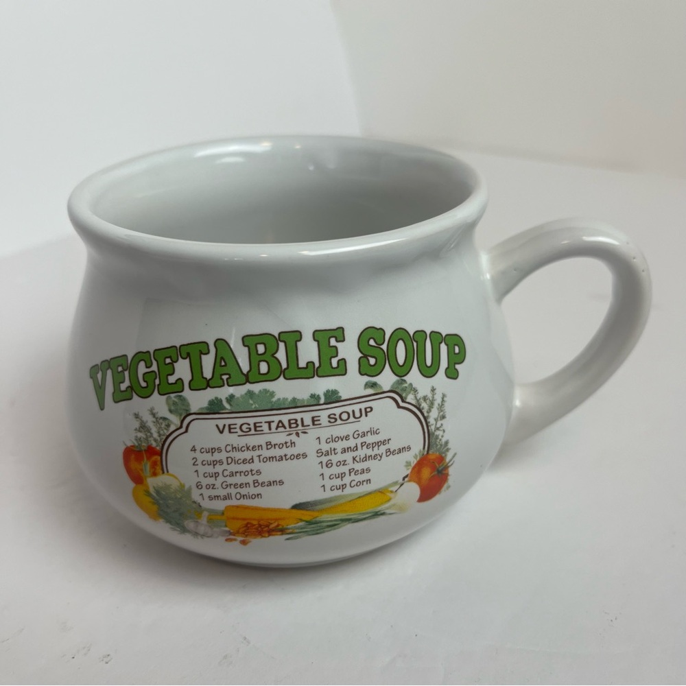 Dat’l Do-It Recipe Soup Ceramic Mugs Set of 4 Chicken Potato Tomato Vegetable - Picture 10 of 16